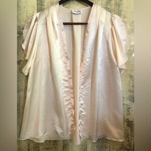 MISS DIOR Vintage Half Robe Lingerie Pink Ivory‎ Flutter Sleeve Silky Coquette